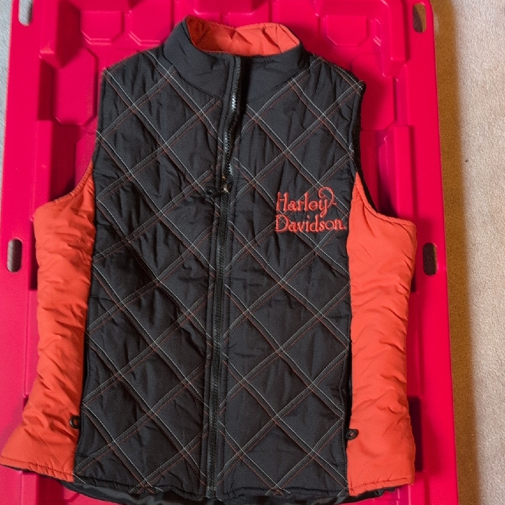 Harley-Davidson Kids Black Quilted Vest with Orange Sides